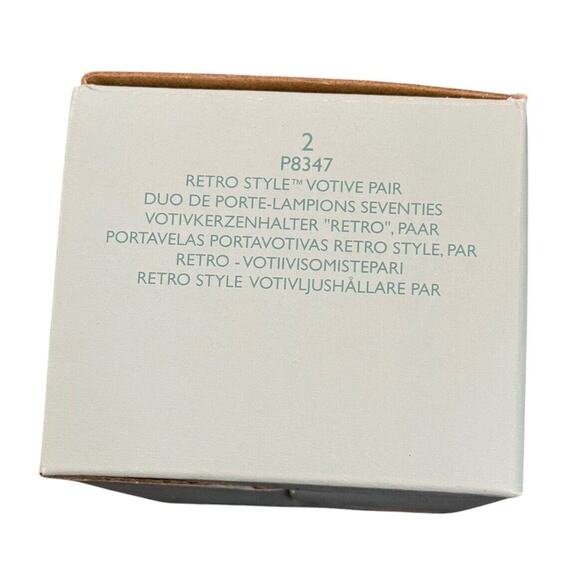 Partylite Retro Style Votive Pair Clear Glass Circle Design Candle Holders P8347 - Picture 6 of 7